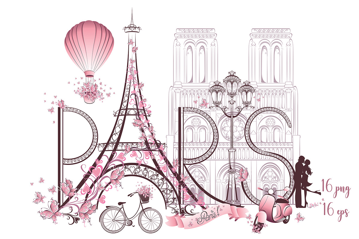 Paris clipart, Eiffel Tower Vector, a Transportation Illustration by MarinadeArt (Photo 1 of 9)
