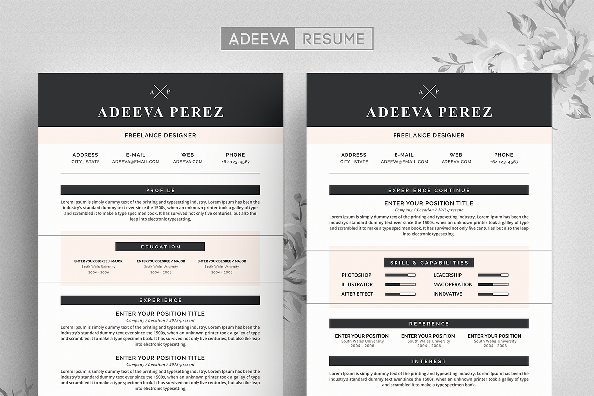 Modern Resume Template Perez, a Resume Template by AdeevaResume (Photo 1 of 4)