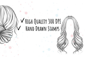 15 Hair Stamps For Procreate Bonus