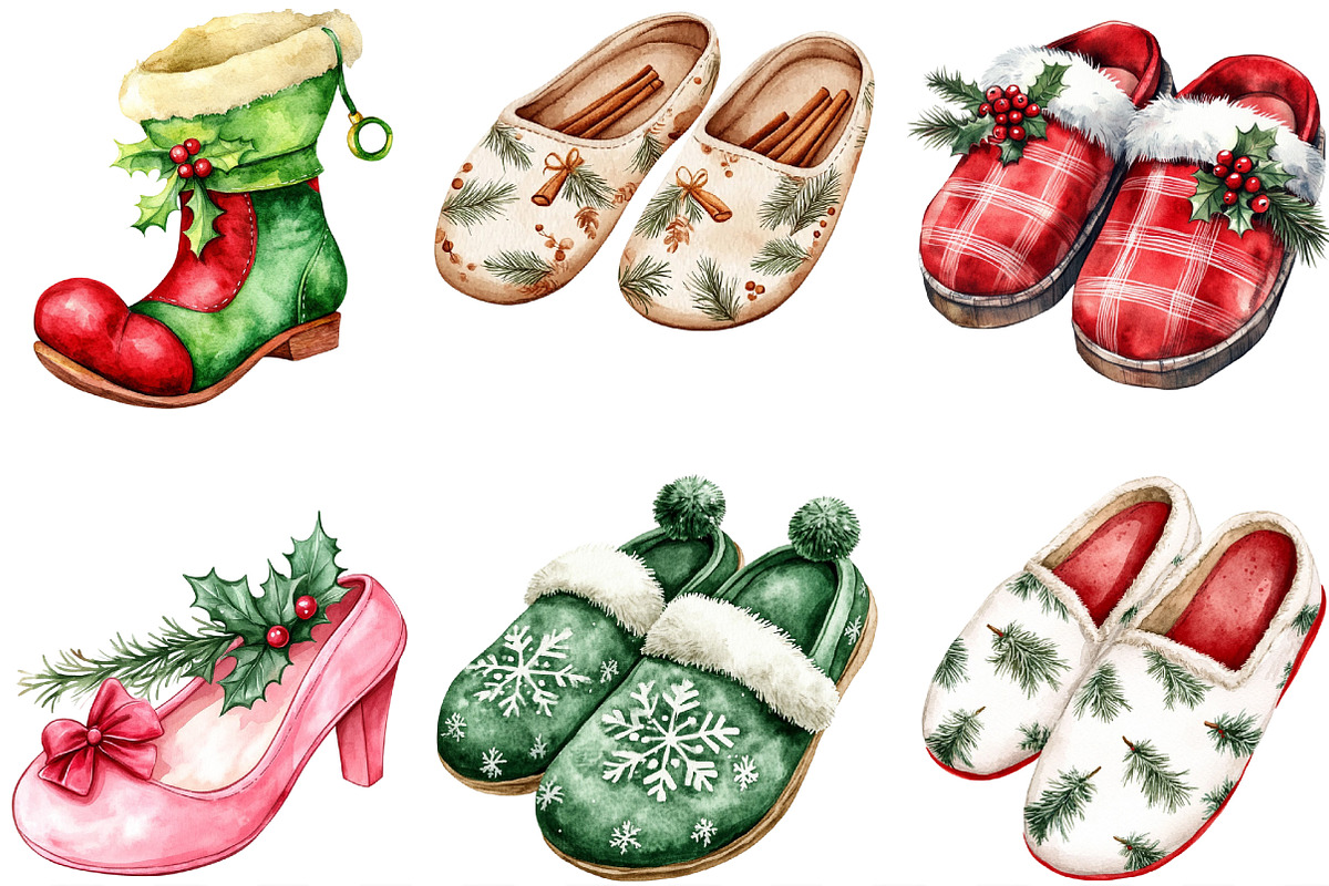 Christmas Slipper Clipart, an Illustration by Designking (Photo 2 of 4)
