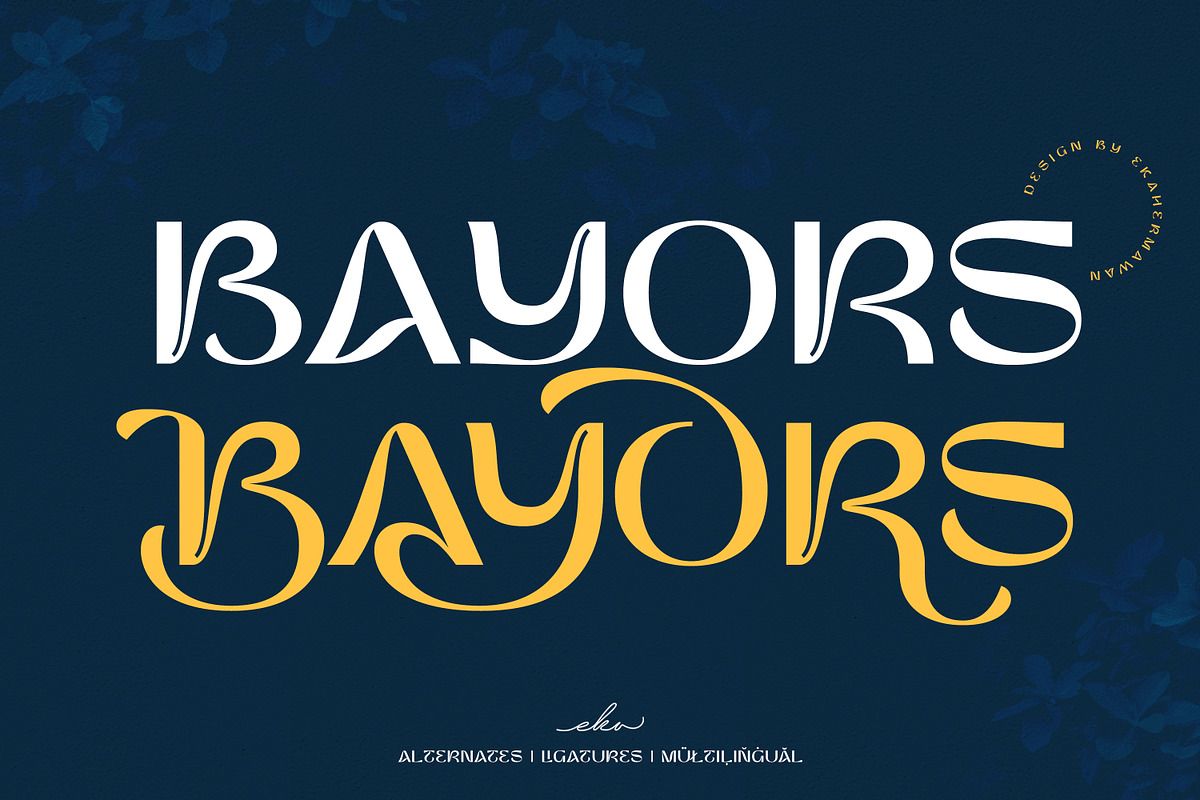 Bayors | Psychedelic Display font, a Sans Serif Font by Ekahermawan (Photo 1 of 14)