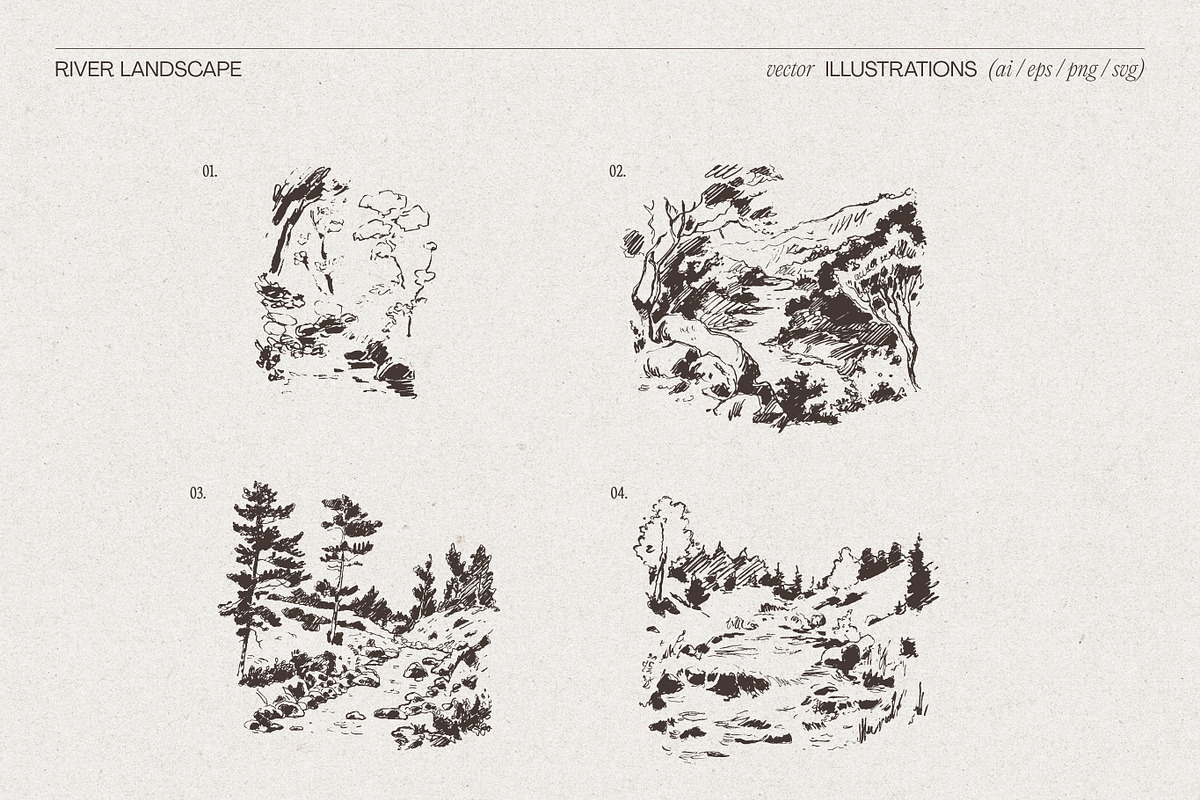Vintage Nature Landscape Collection, a Seasonal Illustration by TheMountBirdStudio (Photo 8 of 17)