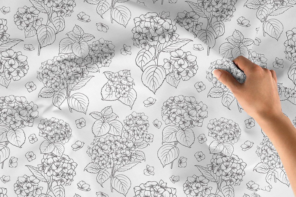 Black contour of hydrangea., a Decorative Illustration by Kotkoa (Photo 6 of 8)