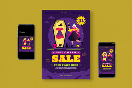 Halloween Sale Flyer Set, a Flyer Template by graphicook