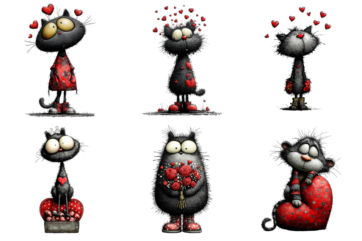 Valentines Whimsical Cat Clipart, a Graphic by CitraGraphics (Photo 5 of 5)