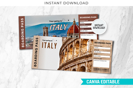 ITALY Surprise Trip Gift Ticket, a Design Template by Snapybiz
