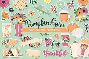 Fall Floral Clipart Set