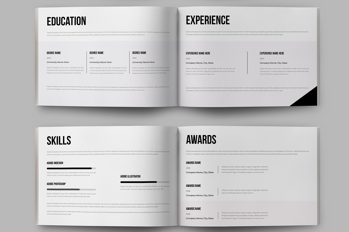 Resume Booklet Landscape Template preview 3
