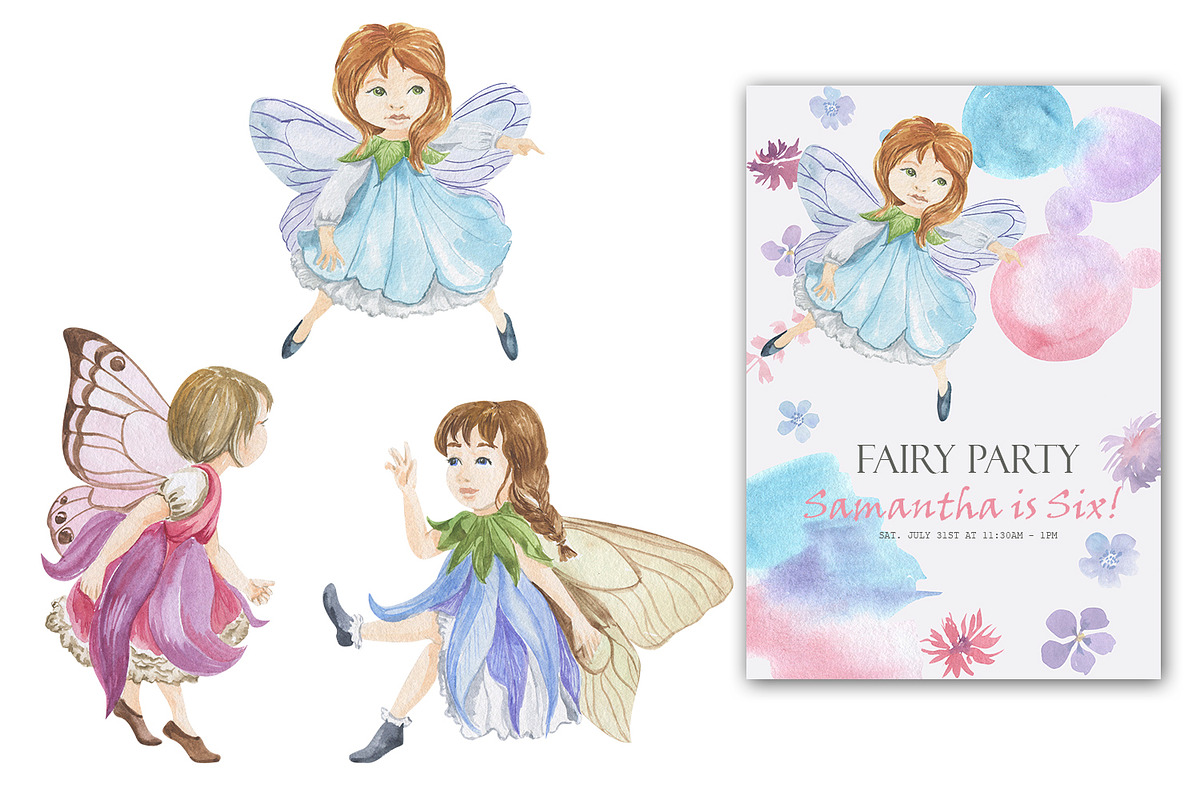 Flower fairies. watercolor set, an Illustration by Love Watercolor Store (Photo 4 of 8)