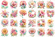 Watercolor Flower Clipart, an Illustration by Black Bird Studio (Thumbnail 2 of 5)