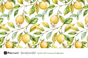 Watercolor Lemons Clipart & Pattern, an Object Graphic by crafty (Thumbnail 4 of 15)