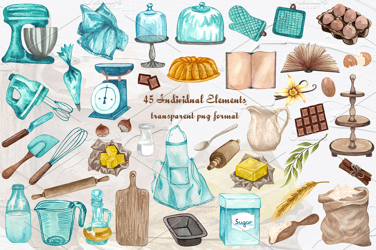 Baking Watercolor Set, a Food Illustration by BarvArt (Photo 14 of 16)
