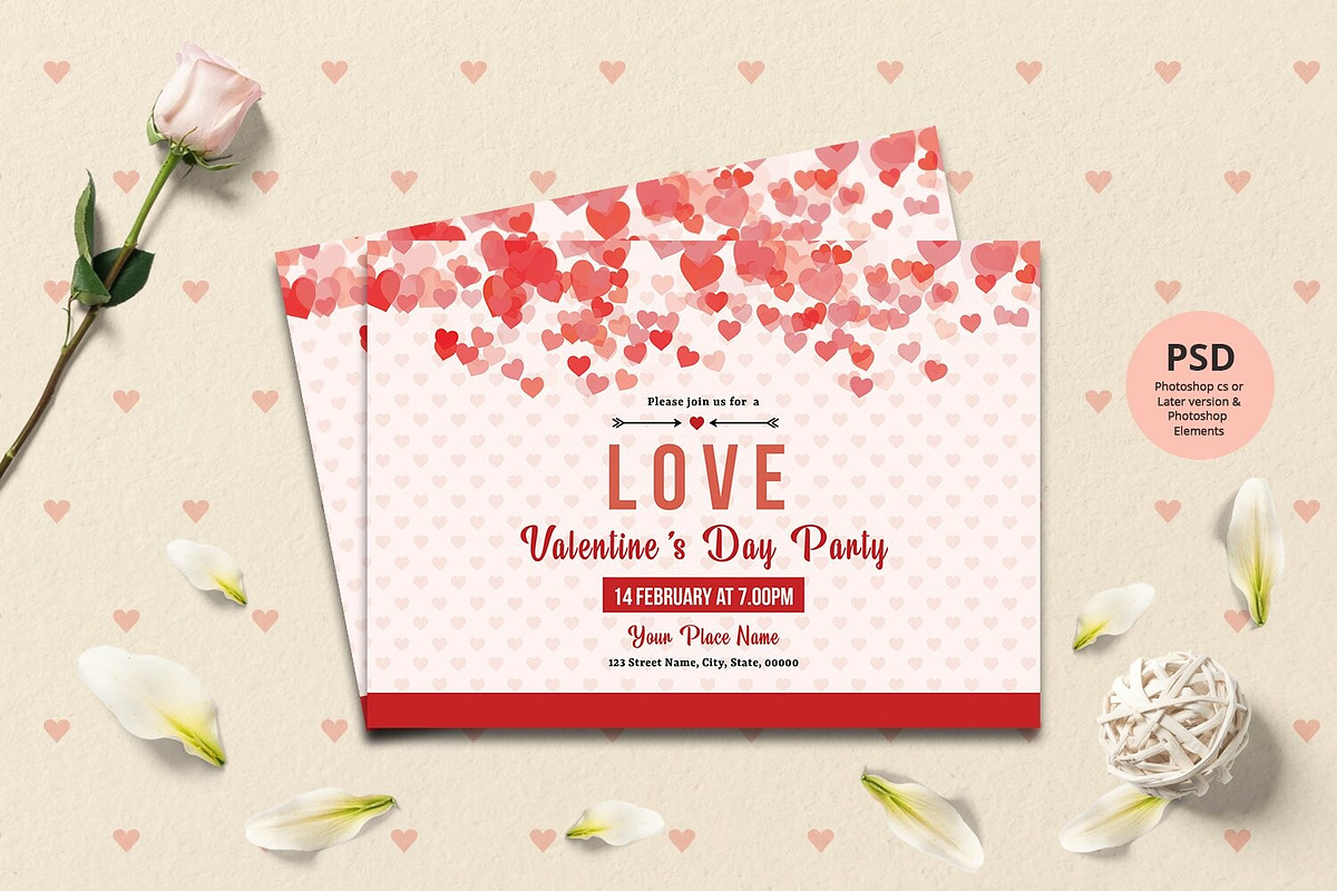 Valentine’s Day Party Invitation, a Card Template by Template Shop (Photo 3 of 3)