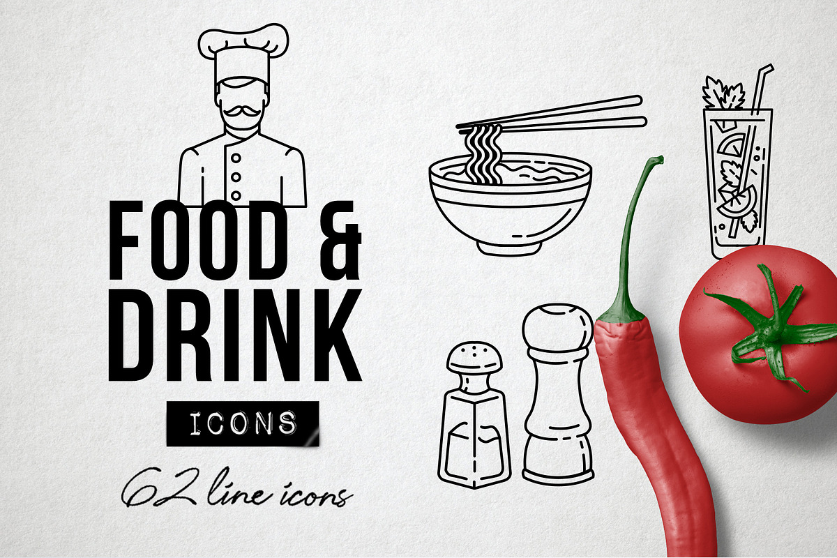 Drink and Food Icons Pack, an Outline Icon by Hatch Design Workshop (Photo 1 of 12)