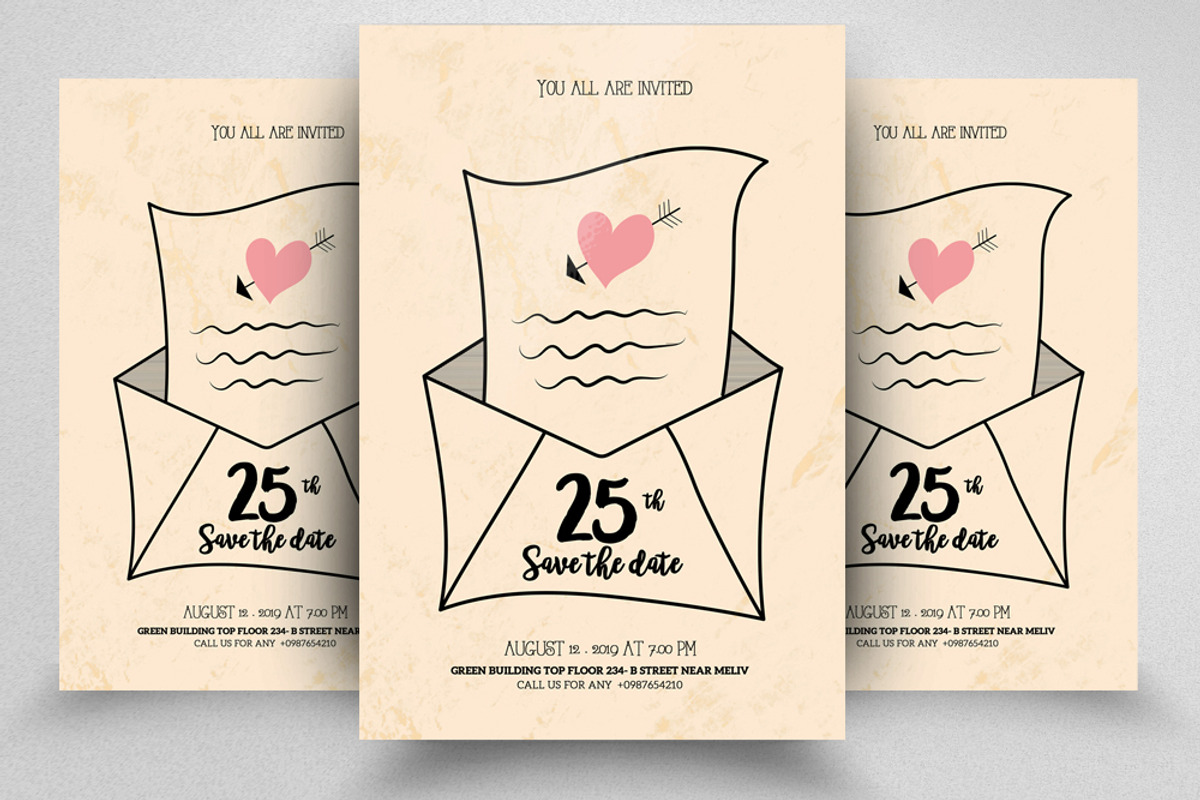 Save The Date Love Card Templates, a Flyer Template by Psd Templates (Photo 1 of 2)