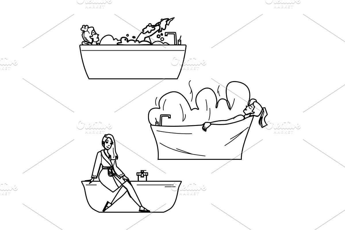 body bath woman vector, an Object Illustration by pikepicture