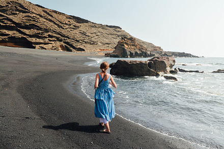 Girl Walking on Cosmic Beach