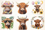Watercolor Summer Highland Cow, an Illustration by DreamCafeArt (Thumbnail 4 of 8)