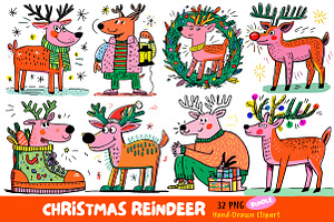 Christmas Reindeer Clipart Png, an Illustration by Dream Creation