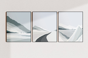 Set  of 3 Abstract Winter Prints.