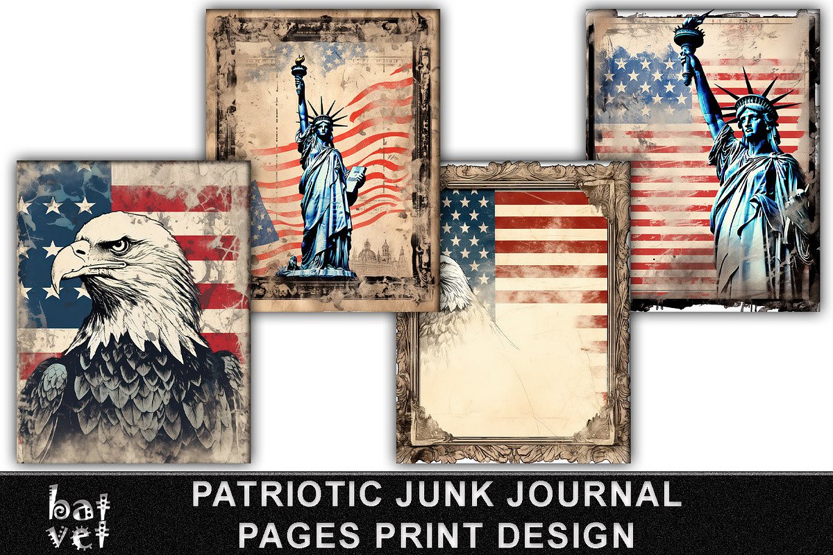 Distressed Patriotic Junk Journal, an Object Graphic by BatVetDesigns (Photo 1 of 3)