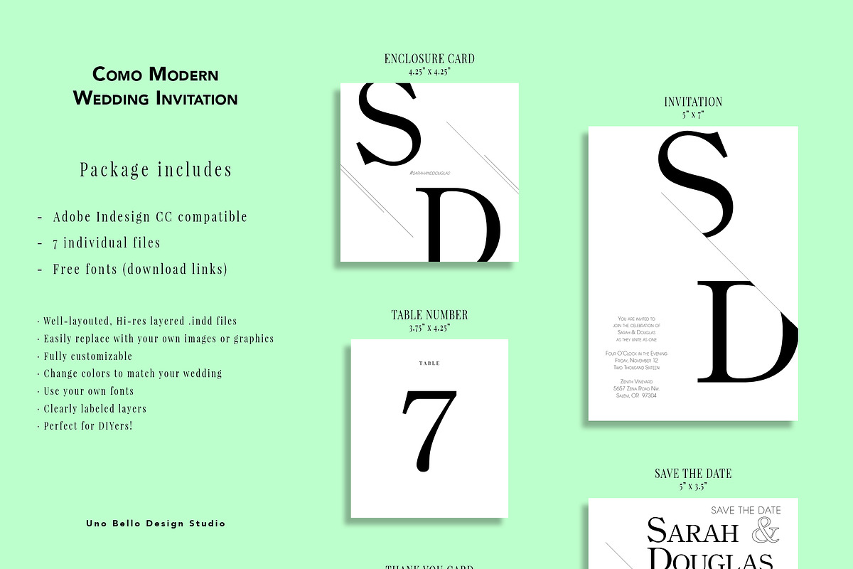 Como Modern Wedding Stationery, an Invitation Template by Uno Bello Design Studio (Photo 5 of 5)