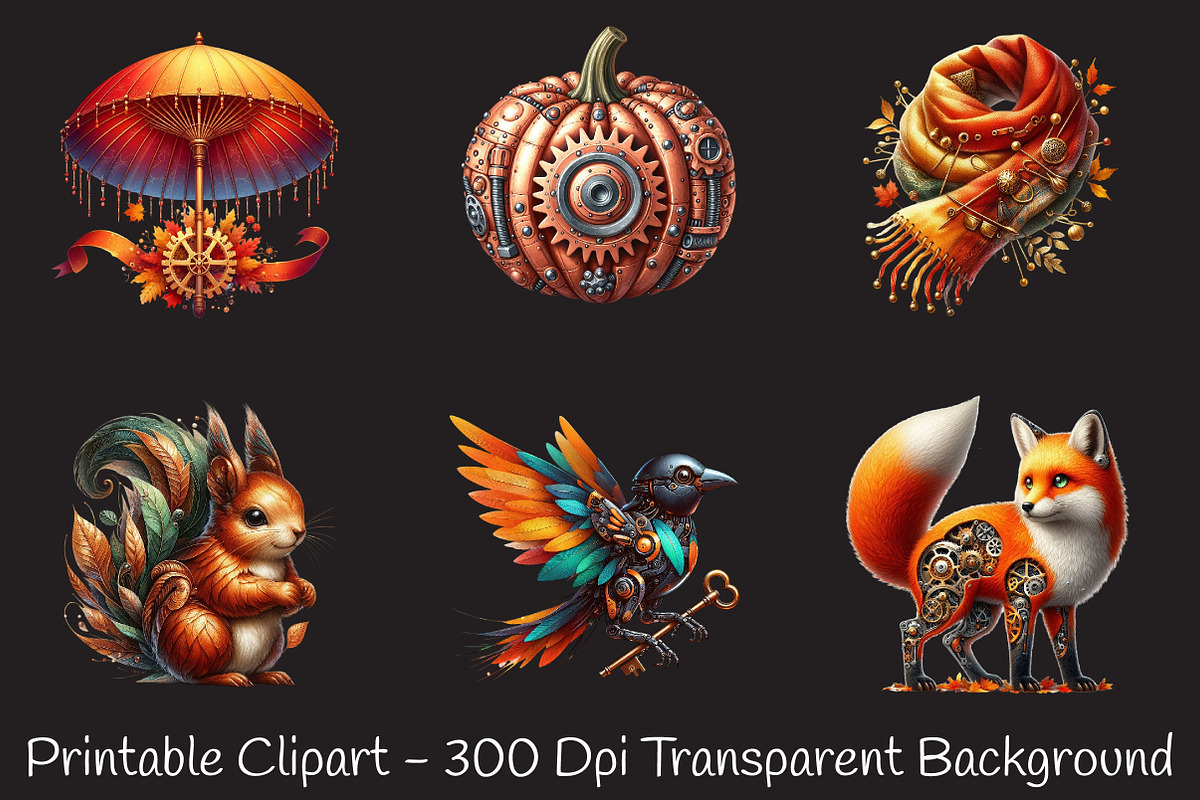 Steampunk Autumn Clipart, an Illustration by RobertsArt (Photo 7 of 7)