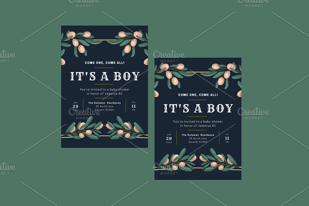 Navy Blue Baby Shower Invitation, an Invitation Template by Weddinginvitation by Fati