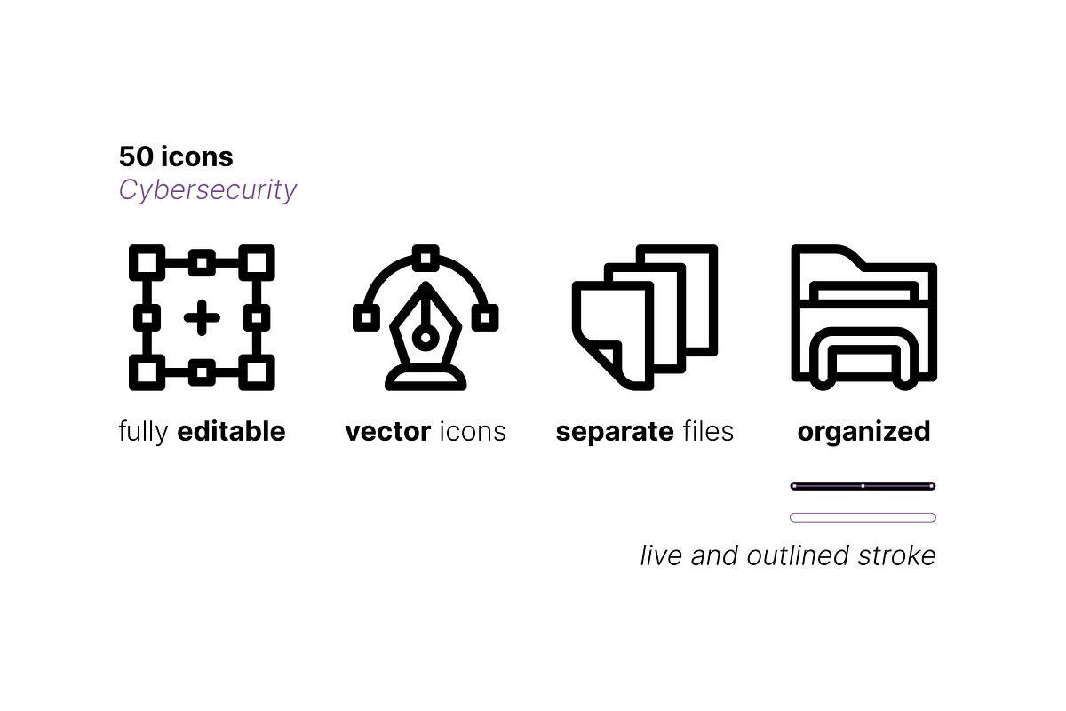 50 Cybersecurity Icons, an Outline Icon by Side Project (Photo 3 of 7)