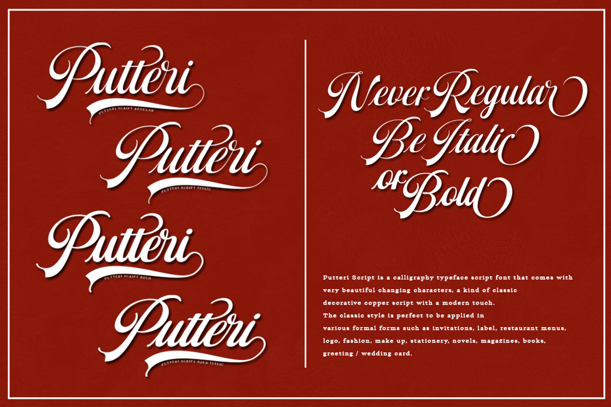 Putteri Script, a Script Font by Alpha Bento (Photo 3 of 8)