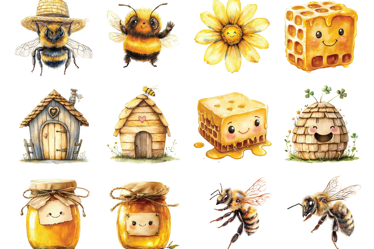 Golden Honeycomb Apiary Clipart, a Seasonal Illustration by Designking (Photo 2 of 5)