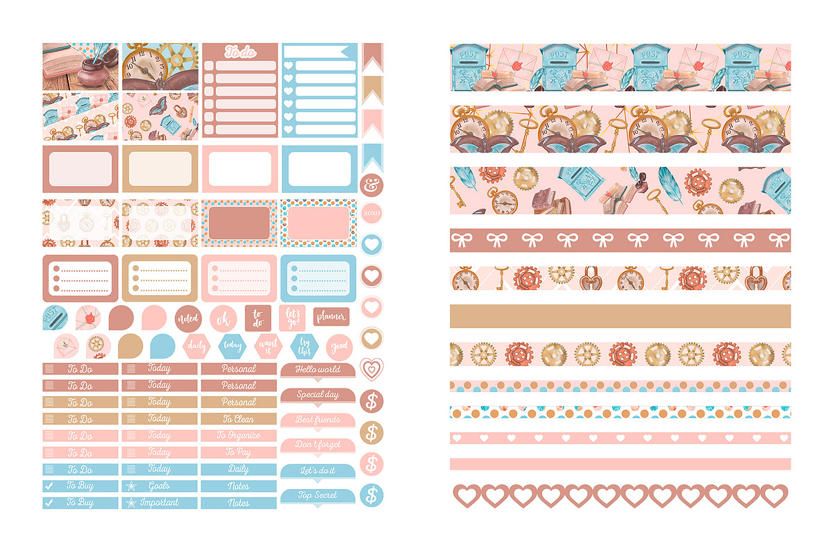 Vintage Planner Stickers Collection, a Design Template by DigitalDesignAI (Photo 3 of 11)