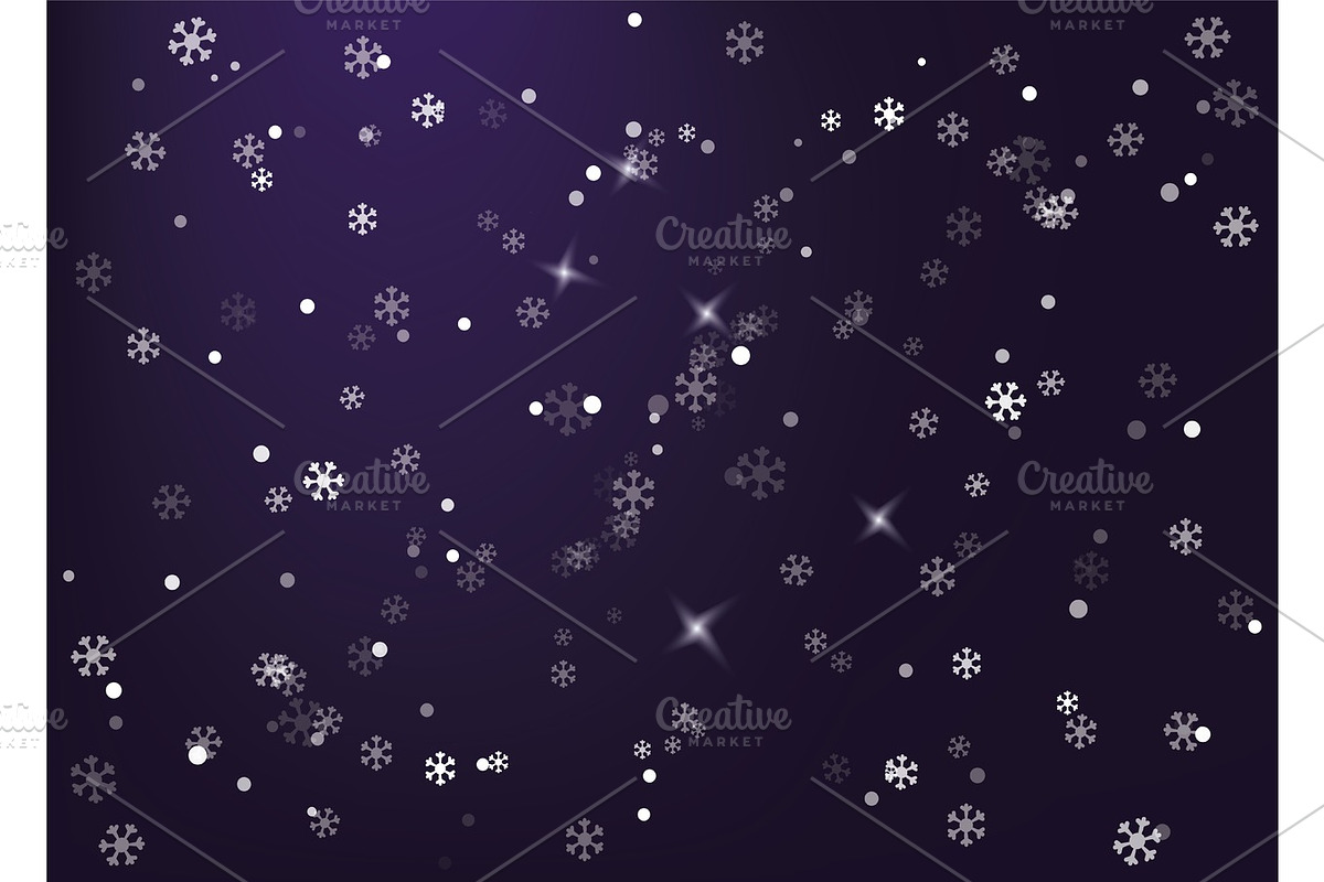 Winter night sky. snow is falling. Showfall, an Illustration by JeraRS