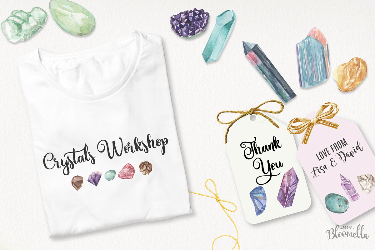 Crystals & Gems Watercolor 75 Set, an Illustration by Bloomella (Photo 3 of 6)
