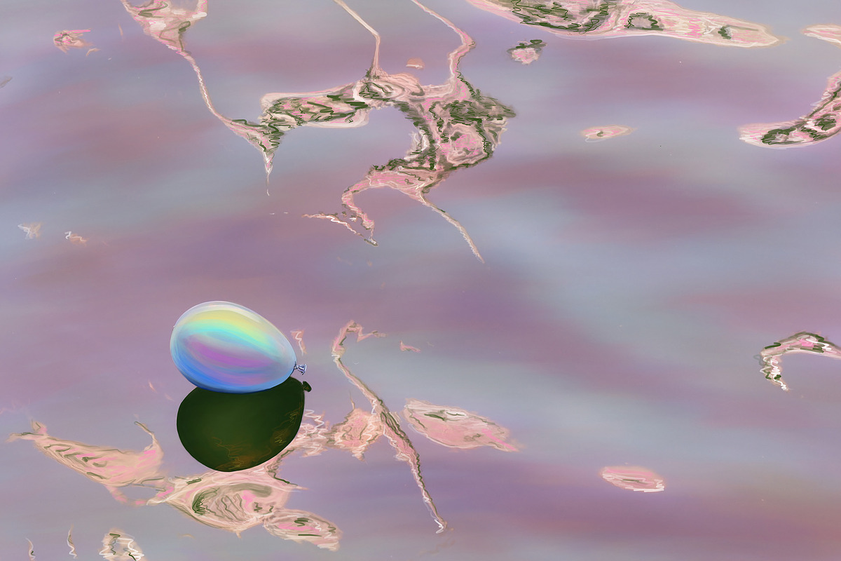 Balloon on a Lake Colorful Drawing, an Object Illustration by PageLightStudios
