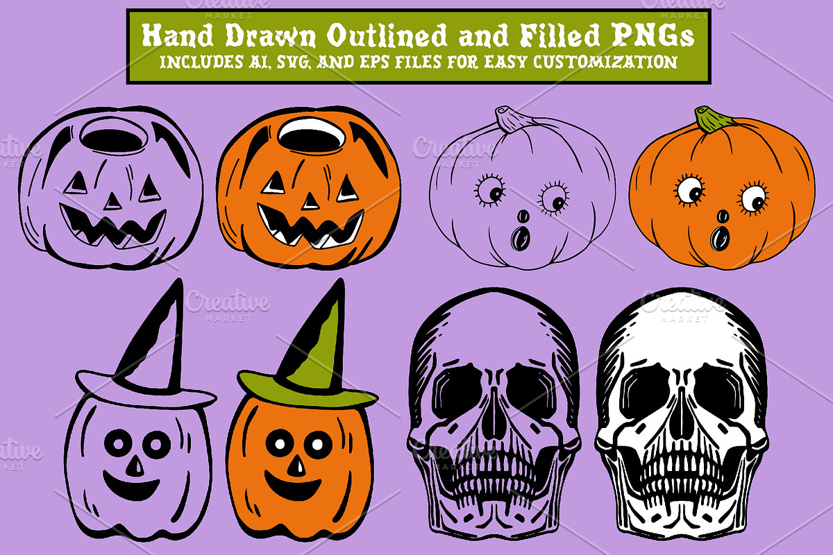 Vintage Halloween Clipart & Patterns, a Seasonal Illustration by Ashley Katrina (Photo 10 of 15)