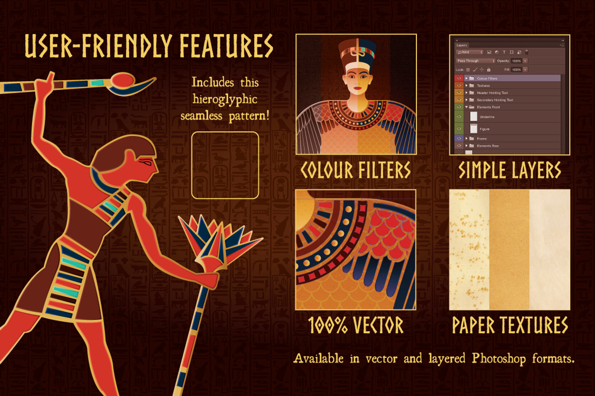 Egyptian Backgrounds and Frames, an Education Illustration by Wingsart Studio (Photo 3 of 5)