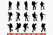 SVG Hikers, Black Silhouettes, an Object Graphic by DesignStudioRM (Thumbnail 1 of 3)
