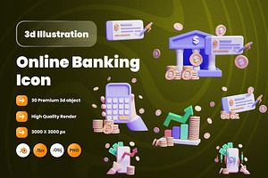 Online Banking System 3d Icon