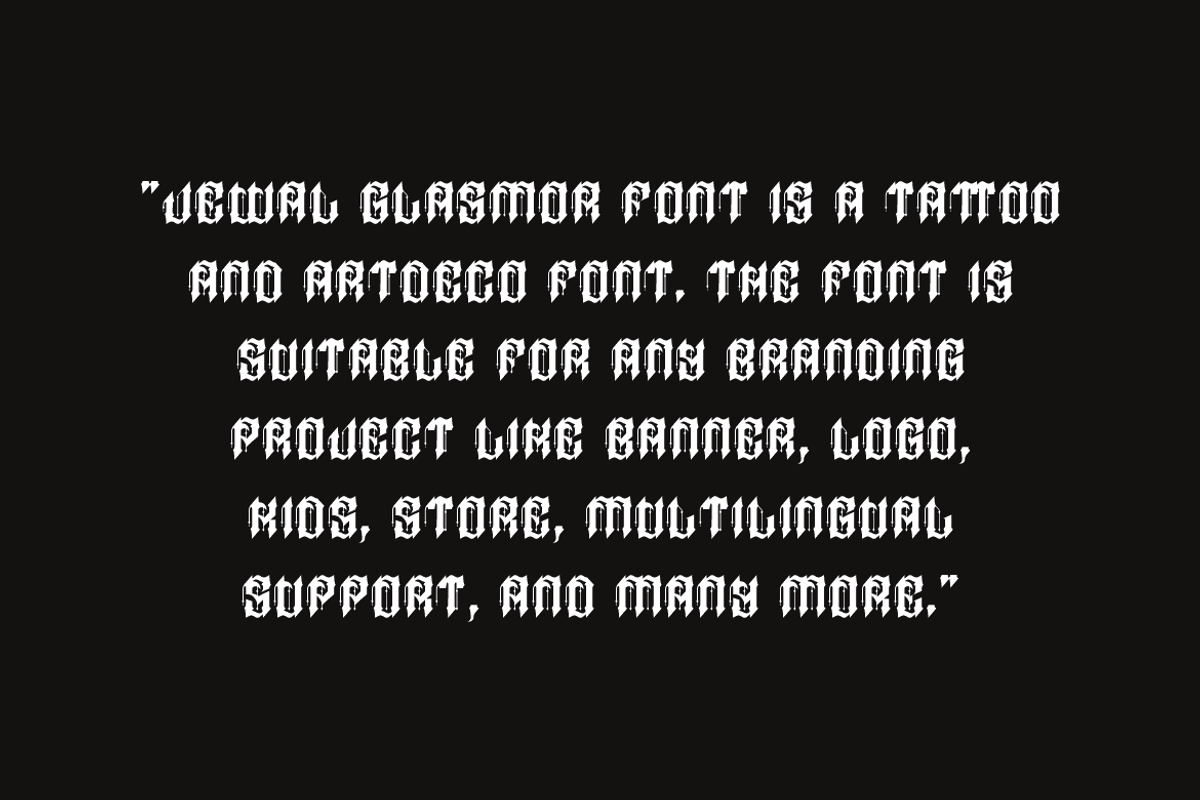Jewal Glasmor - Tattoo Font, a Blackletter Font by QR Design Studio (Photo 6 of 14)