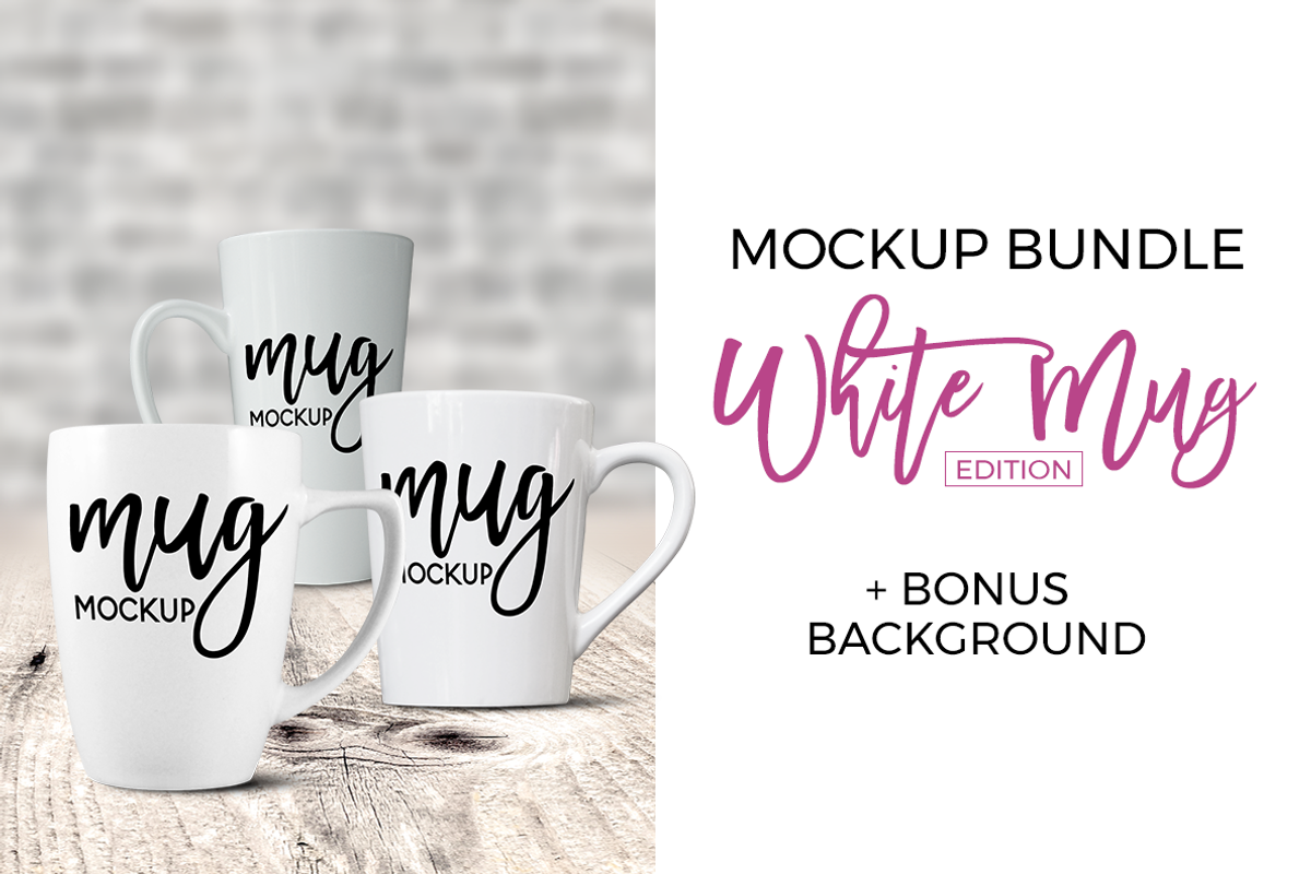 White Mug Bundle - Latte, 14oz, 12oz, a Product Mockup by SarahDesign (Photo 1 of 7)