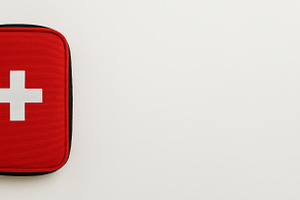 First aid kit on white background, m, a Photo by Dvoevnore photos