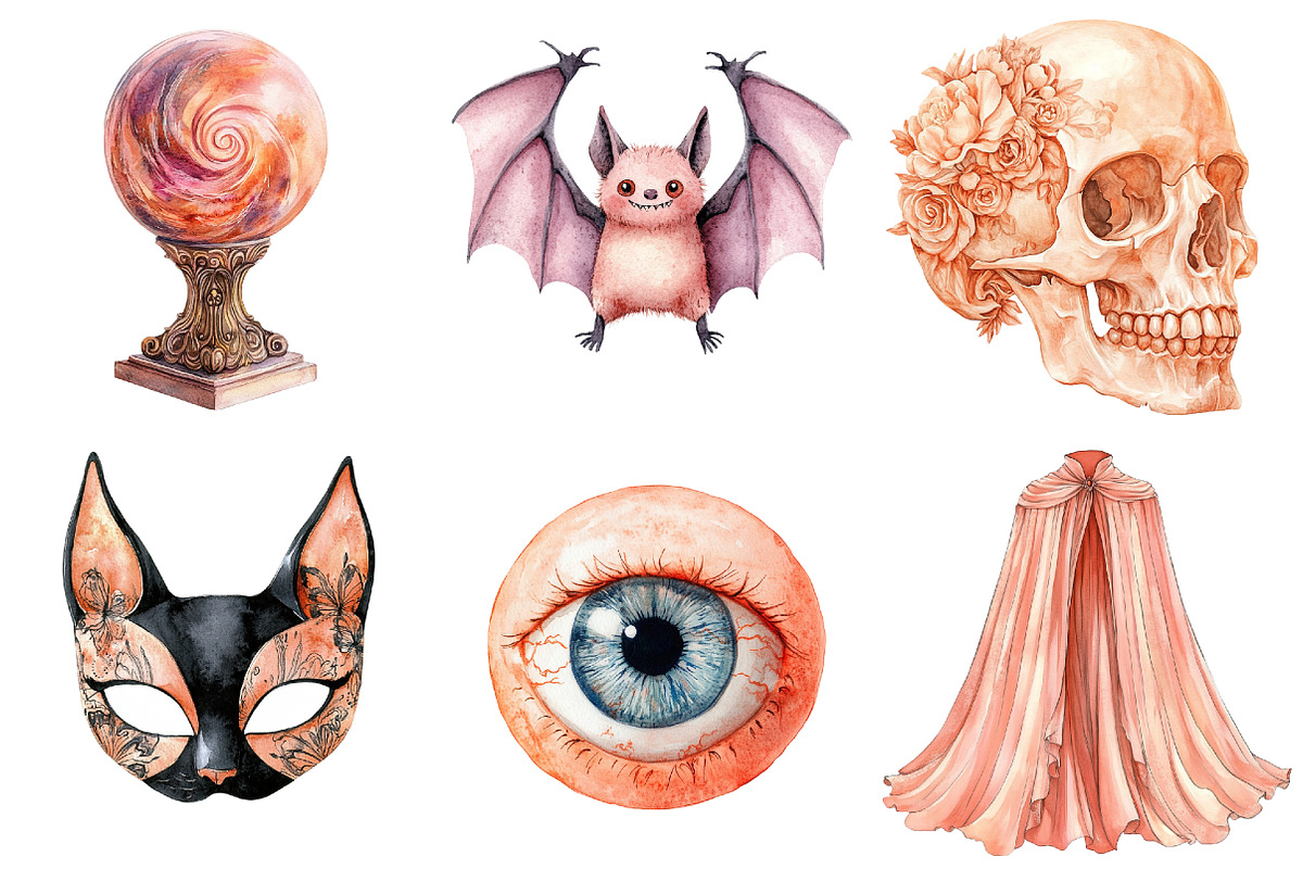Peach Colored Halloween Clipart, a Seasonal Illustration by CitraGraphics (Photo 4 of 9)