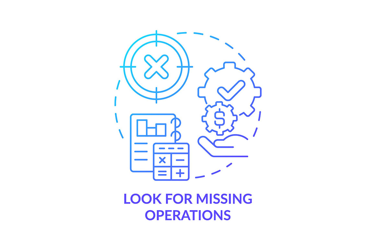 Look for missing operations blue, an Icon by IMG Visuals
