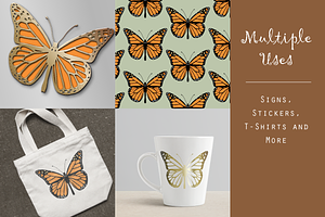 Monarch Butterfly Vector Graphic Set