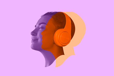 Artwork. Close-up young woman's face, head with colored silhouette, shadow isol, a Person Photo by Volodymyr Melnyk