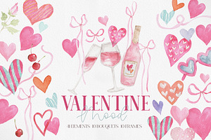 Watercolor Clipart - VALENTINE MOOD, a Decorative Illustration by Beigetime