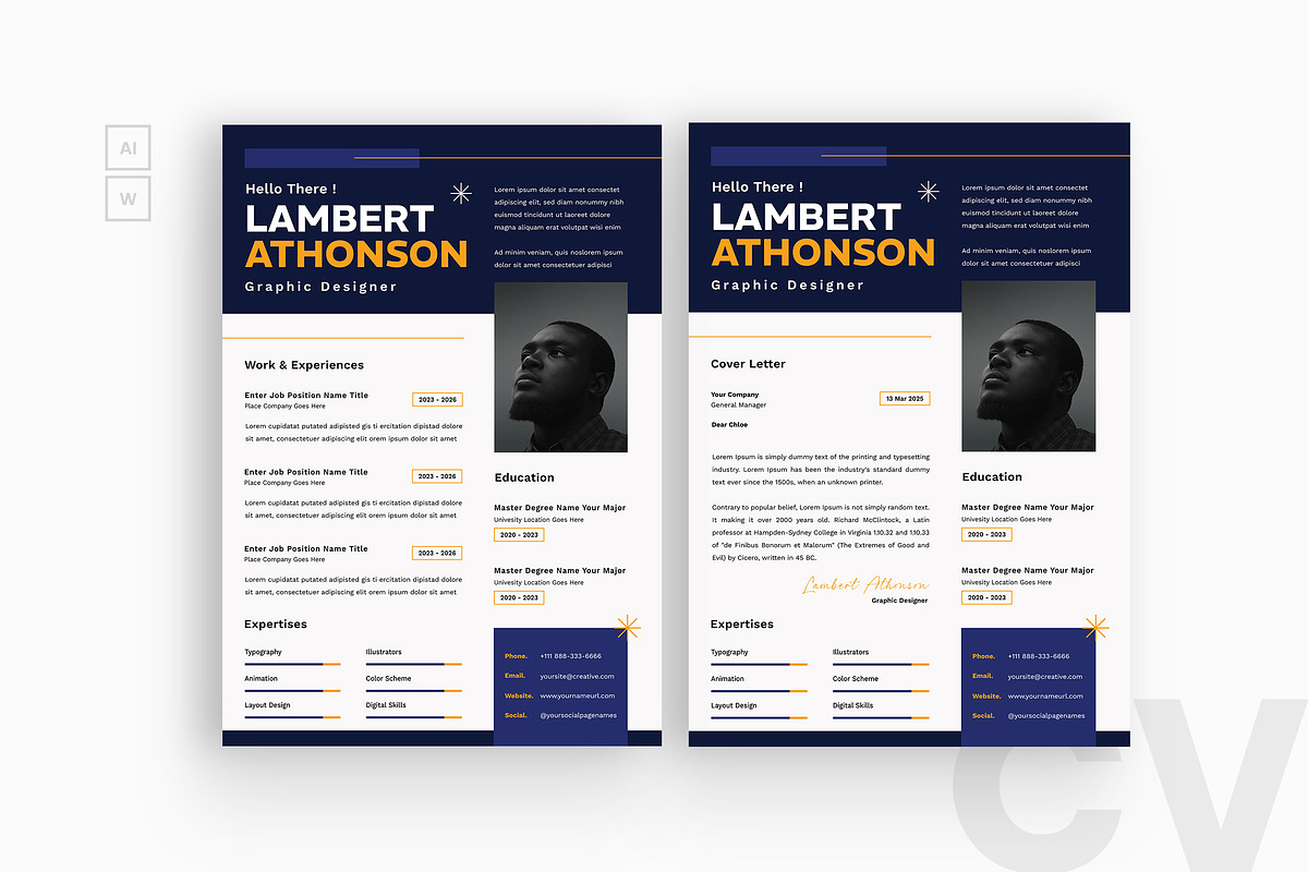 Blue Color Resume CV, a Resume Template by iDoodle Studio