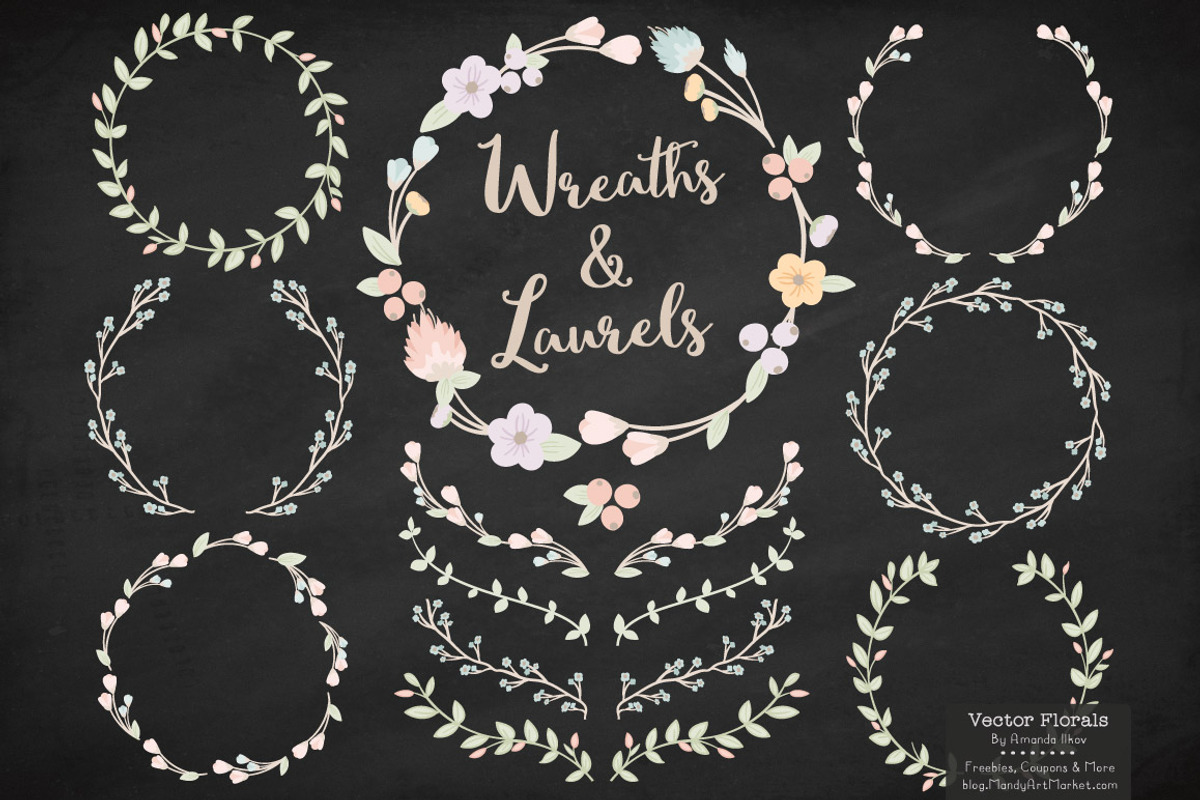 Pastel Vector Flower Wreaths, an Illustration by Amanda Ilkov (Photo 2 of 3)