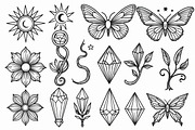 Mystical Crystal & Floral Icons Set, an Illustration by jahid234 (Thumbnail 3 of 7)